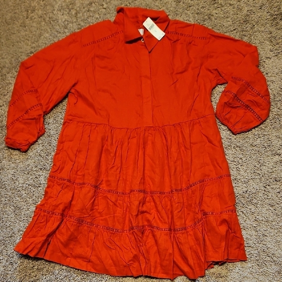 The Bettina Linen Blend Tiered Mini Shirt Dress By Maeve - Picture 4 of 12